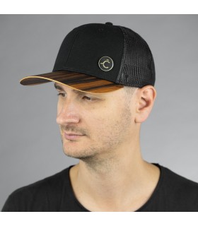 ČAPICA trucker cap black - Santos Palisander wood