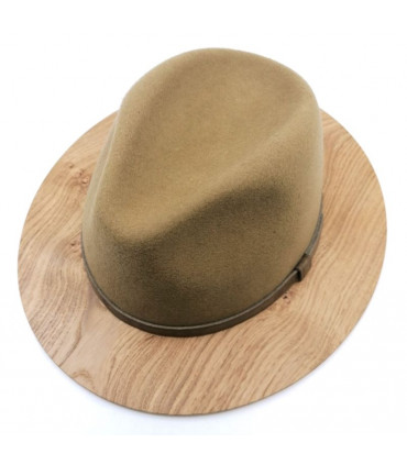 Felt beige hat with wooden brim - Bumpy Oak wood + Original BOX