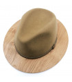 Plstěný béžový klobouk s dřevěným okrajem - dřevo Dub Hrčatý + Originál BOX