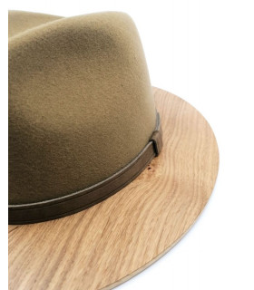 Plstený béžový klobúk s dreveným okrajom - drevo Dub Hrčatý + Originál BOX