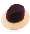 Plstený bordový klobúk s dreveným okrajom - Americká čerešňa + Originál Box
