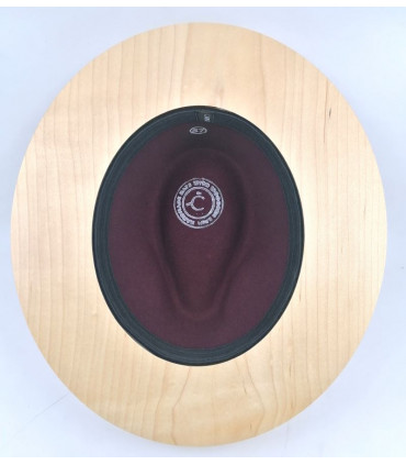 Plstěný bordó klobouk s dřevěným okrajem - Americká třešeň + Originál BOX