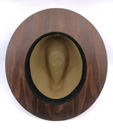 Plstený béžový klobúk s dreveným okrajom - drevo Orech + Originál BOX
