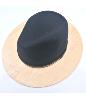 Felt black hat with wooden edge - American Cherry + Original BOX