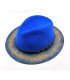 Plstěný modrý klobouk s dřevěným okrajem - Ořech Americký + Originál BOX
