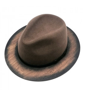 Felt grey-brown hat with wooden edge - The American walnut + Original BOX