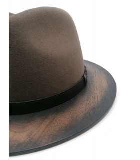 Felt grey-brown hat with wooden edge - The American walnut + Original BOX