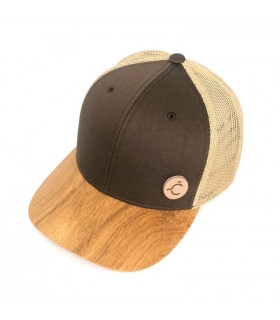 ČAPICA trucker cap grey-brown, beige mesh - The Bumpy oak wood