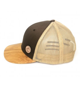 ČAPICA trucker cap grey-brown, beige mesh - The Bumpy oak wood