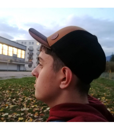 ČAPICA trucker cap light brown, black mesh - Macassar wood