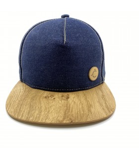 kšiltovka, čepice, jeans, dřevo, dub hrčatý, dřevěný kšilt, bavlna, pohled zepředu
