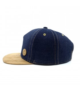 kšiltovka, čepice, jeans, dřevo, dub hrčatý, dřevěný kšilt, bavlna, pohled z boku